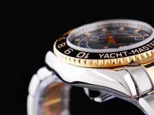 rolex yacht master black bezel and grey shell dial watch